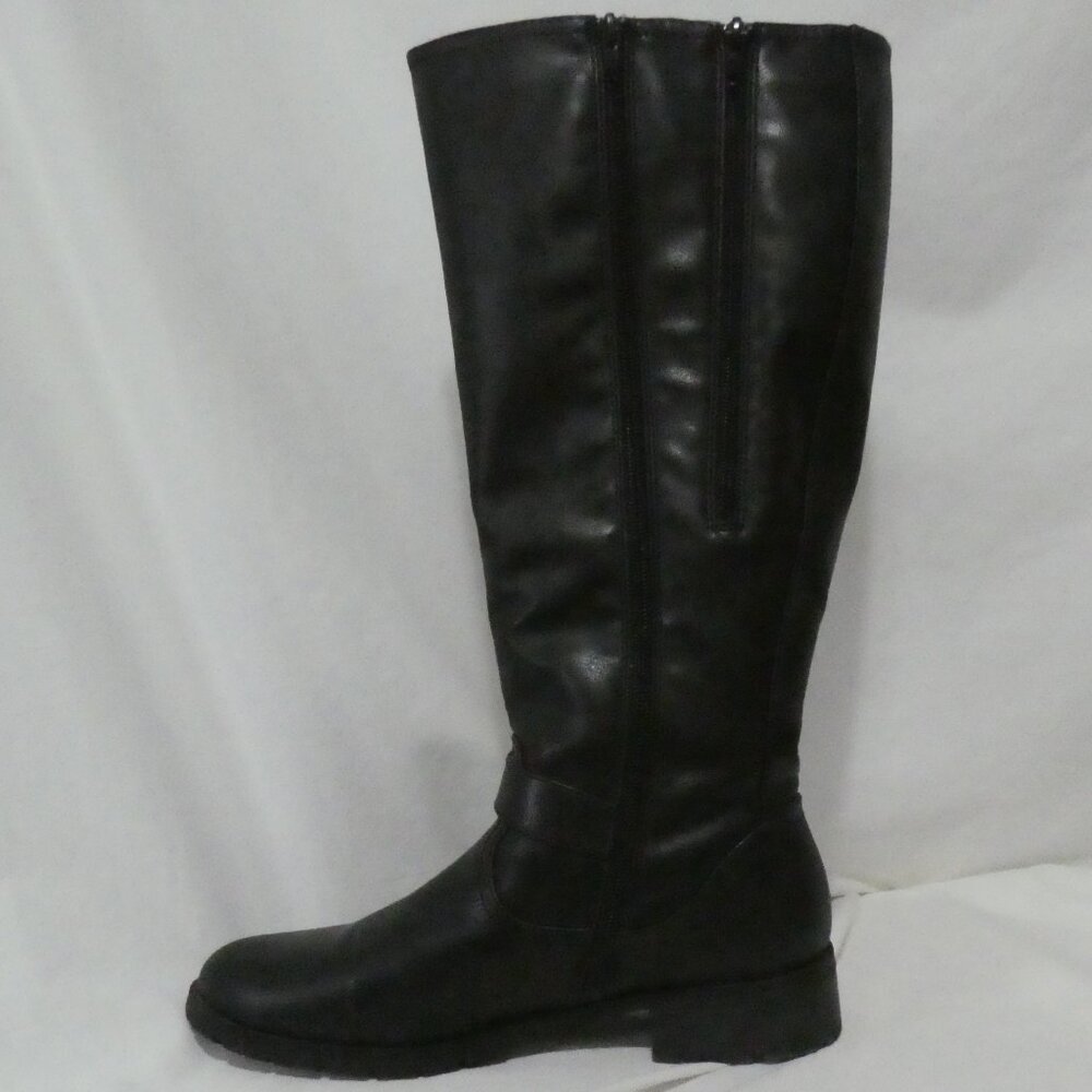 TAXI | size 10 | Classic Black Knee-High Boots | Zipper and Buckle | Lined - Picture 6 of 12